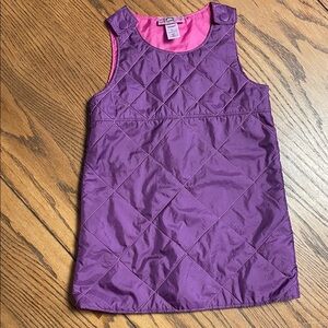 REI Purple quilted Dress, snap closure over the shoulders, size 2T, pink lining